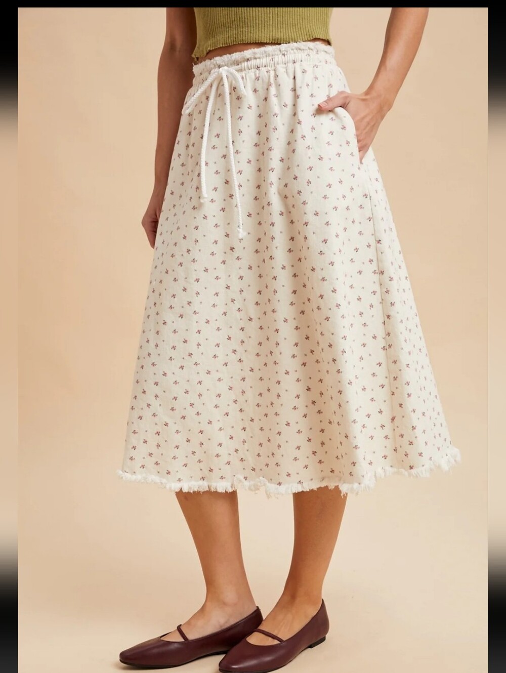 AnnieWear NWTs Ditzy Floral Cotton Midi Skirt